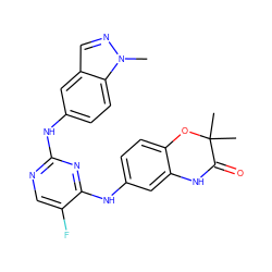 Cn1ncc2cc(Nc3ncc(F)c(Nc4ccc5c(c4)NC(=O)C(C)(C)O5)n3)ccc21 ZINC000034323960