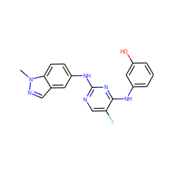 Cn1ncc2cc(Nc3ncc(F)c(Nc4cccc(O)c4)n3)ccc21 ZINC000034634729