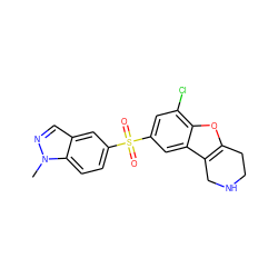 Cn1ncc2cc(S(=O)(=O)c3cc(Cl)c4oc5c(c4c3)CNCC5)ccc21 ZINC000147522863