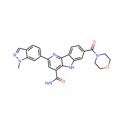 Cn1ncc2ccc(-c3cc(C(N)=O)c4[nH]c5cc(C(=O)N6CCOCC6)ccc5c4n3)cc21 ZINC000113205394