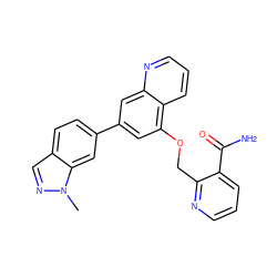 Cn1ncc2ccc(-c3cc(OCc4ncccc4C(N)=O)c4cccnc4c3)cc21 ZINC000147812637