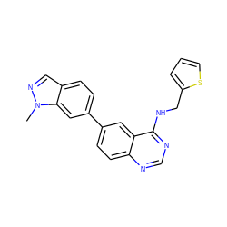 Cn1ncc2ccc(-c3ccc4ncnc(NCc5cccs5)c4c3)cc21 ZINC000064593651