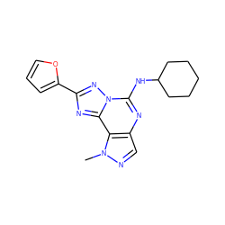 Cn1ncc2nc(NC3CCCCC3)n3nc(-c4ccco4)nc3c21 ZINC000073219419