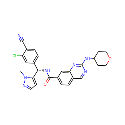 Cn1nccc1[C@@H](NC(=O)c1ccc2cnc(NC3CCOCC3)nc2c1)c1ccc(C#N)c(Cl)c1 ZINC000205057922