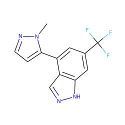 Cn1nccc1-c1cc(C(F)(F)F)cc2[nH]ncc12 ZINC000204914826