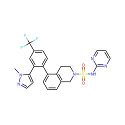 Cn1nccc1-c1cc(C(F)(F)F)ccc1-c1cccc2c1CCN(S(=O)(=O)Nc1ncccn1)C2 ZINC000147449229