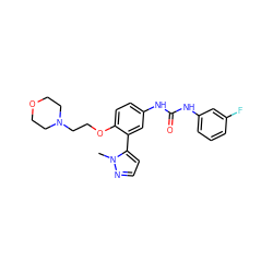 Cn1nccc1-c1cc(NC(=O)Nc2cccc(F)c2)ccc1OCCN1CCOCC1 ZINC000045320999