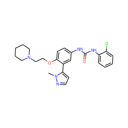 Cn1nccc1-c1cc(NC(=O)Nc2ccccc2Cl)ccc1OCCN1CCCCC1 ZINC000045302336