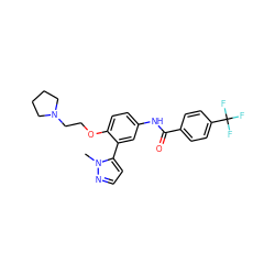 Cn1nccc1-c1cc(NC(=O)c2ccc(C(F)(F)F)cc2)ccc1OCCN1CCCC1 ZINC000034643138