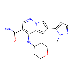 Cn1nccc1-c1cc2c(NC3CCOCC3)c(C(N)=O)cnn2c1 ZINC000261185142