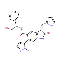 Cn1nccc1-c1cc2c(cc1C(=O)N[C@H](CO)c1ccccc1)/C(=C/c1ccc[nH]1)C(=O)N2 ZINC001772583640