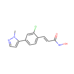 Cn1nccc1-c1ccc(/C=C/C(=O)NO)c(Cl)c1 ZINC000084654405