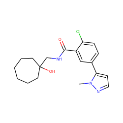 Cn1nccc1-c1ccc(Cl)c(C(=O)NCC2(O)CCCCCC2)c1 ZINC000072177958