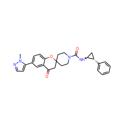 Cn1nccc1-c1ccc2c(c1)C(=O)CC1(CCN(C(=O)N[C@H]3C[C@@H]3c3ccccc3)CC1)O2 ZINC000040955812