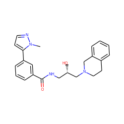 Cn1nccc1-c1cccc(C(=O)NC[C@H](O)CN2CCc3ccccc3C2)c1 ZINC000220171432