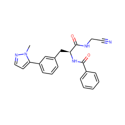 Cn1nccc1-c1cccc(C[C@H](NC(=O)c2ccccc2)C(=O)NCC#N)c1 ZINC000043068283