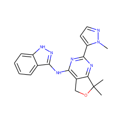 Cn1nccc1-c1nc(Nc2n[nH]c3ccccc23)c2c(n1)C(C)(C)OC2 ZINC000263620516