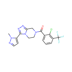 Cn1nccc1-c1nnc2n1CCN(C(=O)c1cccc(C(F)(F)F)c1Cl)C2 ZINC000095566124