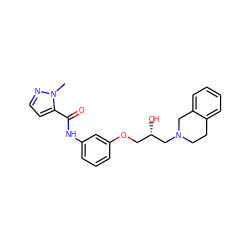 Cn1nccc1C(=O)Nc1cccc(OC[C@H](O)CN2CCc3ccccc3C2)c1 ZINC000219744277