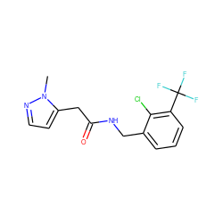 Cn1nccc1CC(=O)NCc1cccc(C(F)(F)F)c1Cl ZINC000095553892