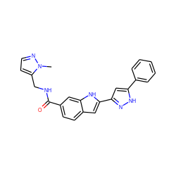 Cn1nccc1CNC(=O)c1ccc2cc(-c3cc(-c4ccccc4)[nH]n3)[nH]c2c1 ZINC000049807919