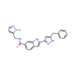 Cn1nccc1CNC(=O)c1ccc2cc(-c3cc(Cc4ccccc4)[nH]n3)[nH]c2c1 ZINC000049807791