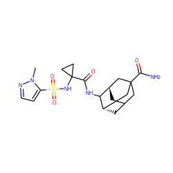 Cn1nccc1S(=O)(=O)NC1(C(=O)NC2[C@H]3CC4C[C@H]2CC(C(N)=O)(C4)C3)CC1 ZINC001772619424