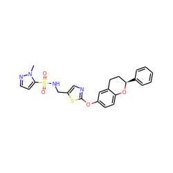 Cn1nccc1S(=O)(=O)NCc1cnc(Oc2ccc3c(c2)CC[C@@H](c2ccccc2)O3)s1 ZINC000169710589