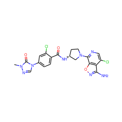 Cn1ncn(-c2ccc(C(=O)N[C@@H]3CCN(c4ncc(Cl)c5c(N)noc45)C3)c(Cl)c2)c1=O ZINC001772638648