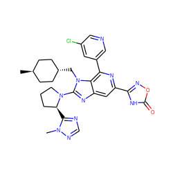 Cn1ncnc1[C@H]1CCCN1c1nc2cc(-c3noc(=O)[nH]3)nc(-c3cncc(Cl)c3)c2n1C[C@H]1CC[C@H](C)CC1 ZINC000261159974