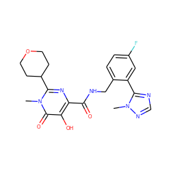 Cn1ncnc1-c1cc(F)ccc1CNC(=O)c1nc(C2CCOCC2)n(C)c(=O)c1O ZINC000149169855