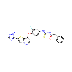 Cn1ncnc1-c1cc2nccc(Oc3ccc(NC(=S)NC(=O)Cc4ccccc4)cc3F)c2s1 ZINC000029043564