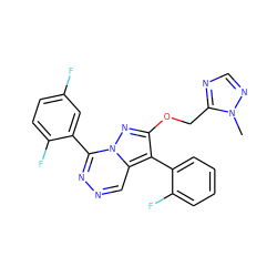 Cn1ncnc1COc1nn2c(-c3cc(F)ccc3F)nncc2c1-c1ccccc1F ZINC000036088320