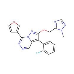 Cn1ncnc1COc1nn2c(-c3ccoc3)nncc2c1-c1ccccc1F ZINC000034023155