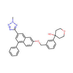 Cn1nnc(-c2cc(-c3ccccc3)c3ccc(OCc4cccc(C5(O)CCOCC5)c4)cc3c2)n1 ZINC000013759161