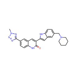 Cn1nnc(-c2ccc3[nH]c(=O)c(-c4cc5cc(CN6CCCCC6)ccc5[nH]4)cc3c2)n1 ZINC000034804253