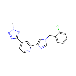 Cn1nnc(-c2ccnc(-c3cn(Cc4ccccc4Cl)cn3)c2)n1 ZINC000225945442