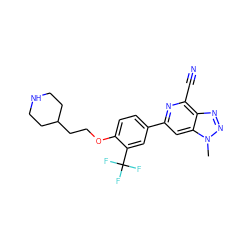 Cn1nnc2c(C#N)nc(-c3ccc(OCCC4CCNCC4)c(C(F)(F)F)c3)cc21 ZINC000118154433