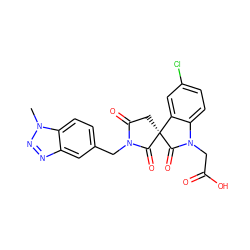 Cn1nnc2cc(CN3C(=O)C[C@@]4(C3=O)C(=O)N(CC(=O)O)c3ccc(Cl)cc34)ccc21 ZINC000014976718