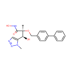 Cn1nncc1[C@H](O)[C@](C)(OCc1ccc(-c2ccccc2)cc1)C(=O)NO ZINC000084602611