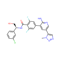 Cn1nncc1-c1cnc(N)c(-c2cc(F)c(C(=O)N[C@H](CO)c3cccc(Cl)c3)c(F)c2)c1 ZINC001772588152