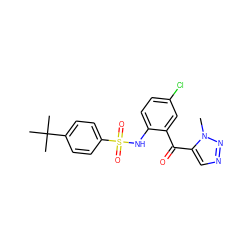 Cn1nncc1C(=O)c1cc(Cl)ccc1NS(=O)(=O)c1ccc(C(C)(C)C)cc1 ZINC000113626002