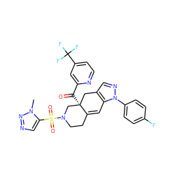 Cn1nncc1S(=O)(=O)N1CCC2=Cc3c(cnn3-c3ccc(F)cc3)C[C@]2(C(=O)c2cc(C(F)(F)F)ccn2)C1 ZINC000221726584