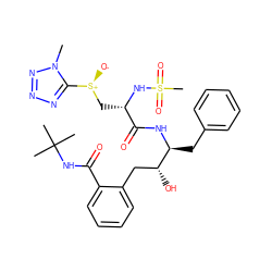 Cn1nnnc1[S@@+]([O-])C[C@H](NS(C)(=O)=O)C(=O)N[C@@H](Cc1ccccc1)[C@H](O)Cc1ccccc1C(=O)NC(C)(C)C ZINC000026015315