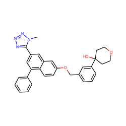 Cn1nnnc1-c1cc(-c2ccccc2)c2ccc(OCc3cccc(C4(O)CCOCC4)c3)cc2c1 ZINC000013759162