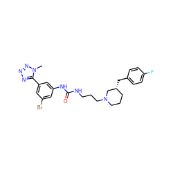 Cn1nnnc1-c1cc(Br)cc(NC(=O)NCCCN2CCC[C@@H](Cc3ccc(F)cc3)C2)c1 ZINC000029392844