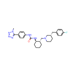 Cn1nnnc1-c1ccc(NC(=O)N[C@@H]2CCCC[C@H]2CN2CCC[C@@H](Cc3ccc(F)cc3)C2)cc1 ZINC000013613372