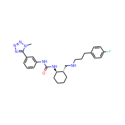 Cn1nnnc1-c1cccc(NC(=O)N[C@@H]2CCCC[C@H]2CNCCCc2ccc(F)cc2)c1 ZINC000029039101