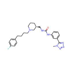 Cn1nnnc1-c1cccc(NC(=O)NC[C@@H]2CCCN(CCCCc3ccc(F)cc3)C2)c1 ZINC000028338101