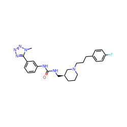 Cn1nnnc1-c1cccc(NC(=O)NC[C@@H]2CCCN(CCCc3ccc(F)cc3)C2)c1 ZINC000003948516